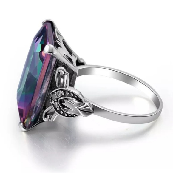 4.3CT PRINCESS CUT MYSTIC TOPAZ RING - Picture 8 of 12